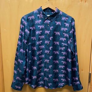 J. Crew Collection Silk Twill Tiger Blouse 6